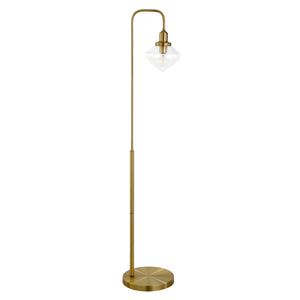 62" Brass Arched Floor Lamp With Clear Transparent Glass Shade