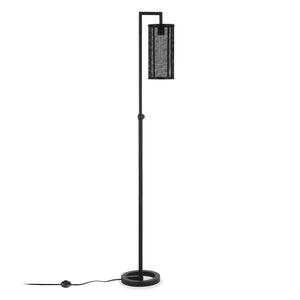 69" Black Reading Floor Lamp With Black Drum Shade