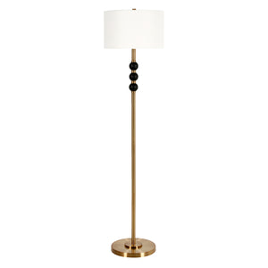 62" Black Traditional Shaped Floor Lamp With White Frosted Glass Drum Shade