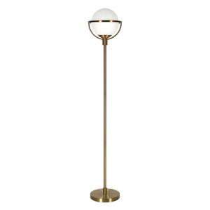 68" Brass Novelty Floor Lamp With White Frosted Glass Globe Shade