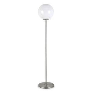 62" Nickel Novelty Floor Lamp With White No Pattern Frosted Glass Globe Shade