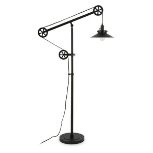 63" Black Reading Floor Lamp With Black Cone Shade