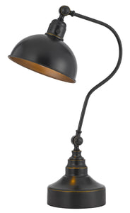 25" Bronze Metal Desk Table Lamp With Bronze Dome Shade