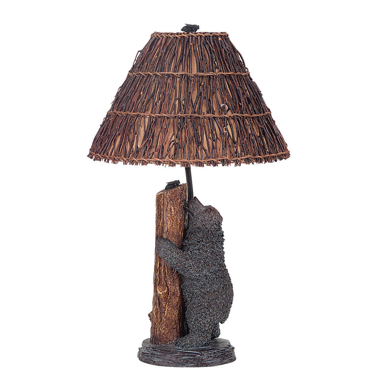 29" Bronze Table Lamp With Brown Empire Shade