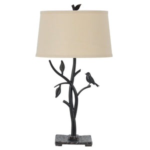 29" Tan Metal Table Lamp With Tan Empire Shade