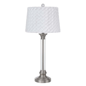 32" Nickel Metal Table Lamp With White Empire Shade