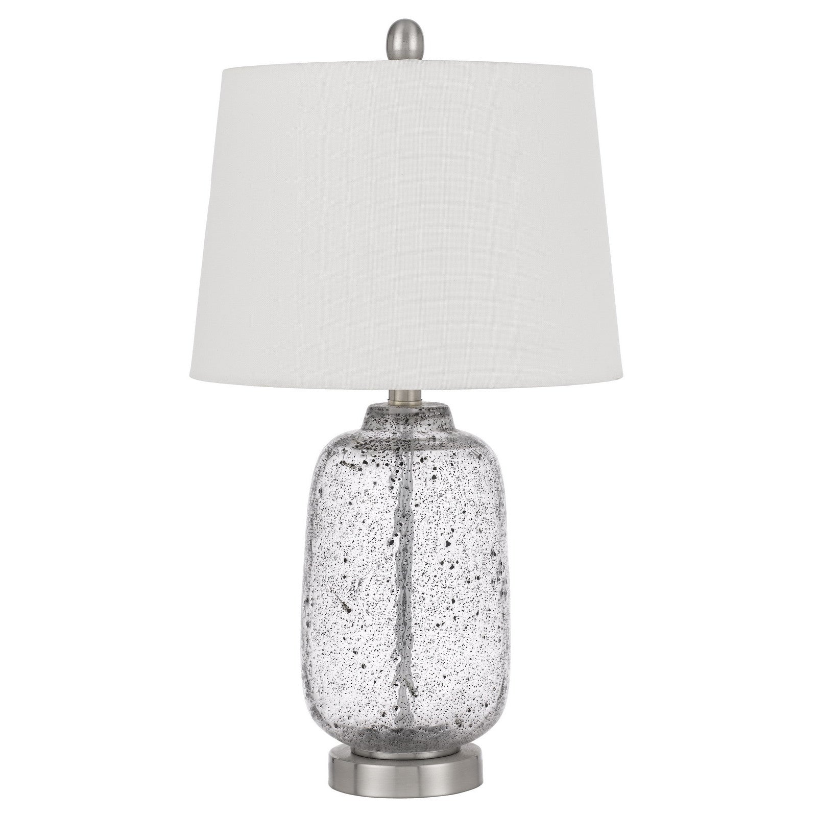 24" Nickel Metal Table Lamp With White Empire Shade