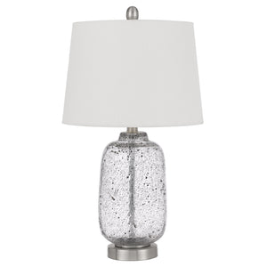 24" Nickel Metal Table Lamp With White Empire Shade