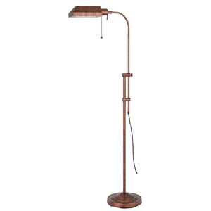 57" Rusted Adjustable Traditional Shaped Floor Lamp With Rust Square Shade