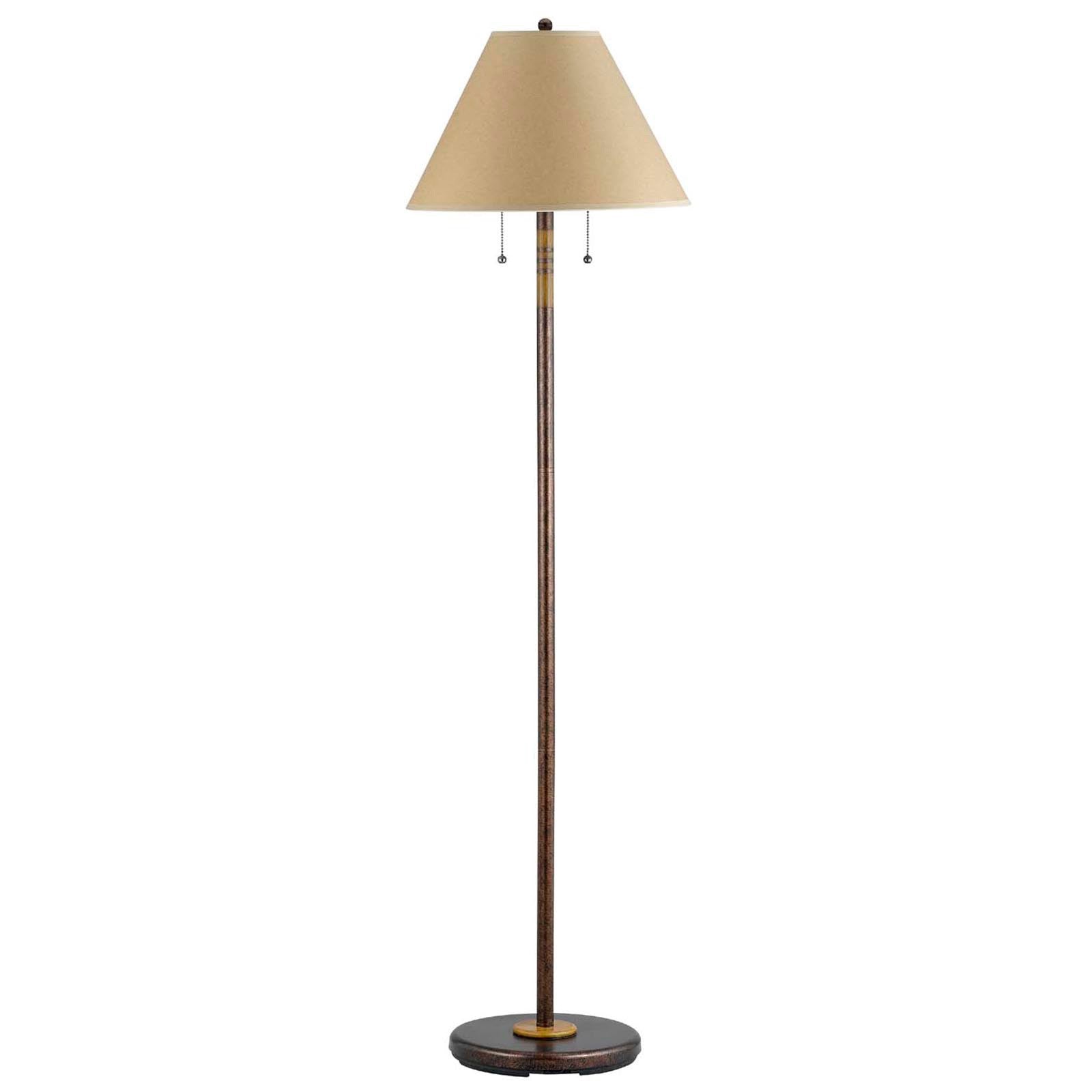 59" Rusted Two Light Traditional Shaped Floor Lamp With Brown Empire Shade