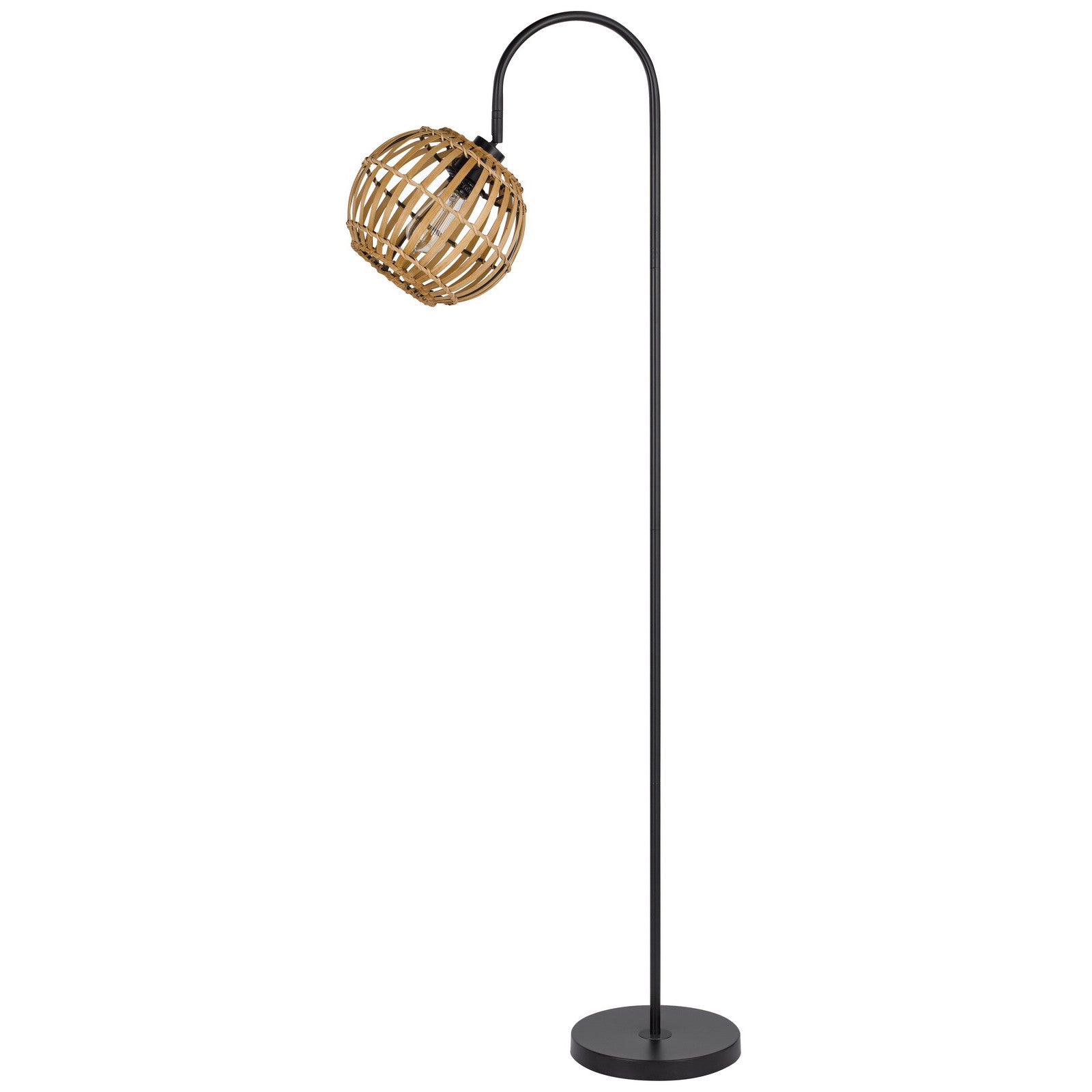 63" Black Traditional Shaped Floor Lamp With Brown Globe Shade