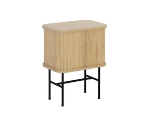 24" Natural Modern Sliding Door Nightstand