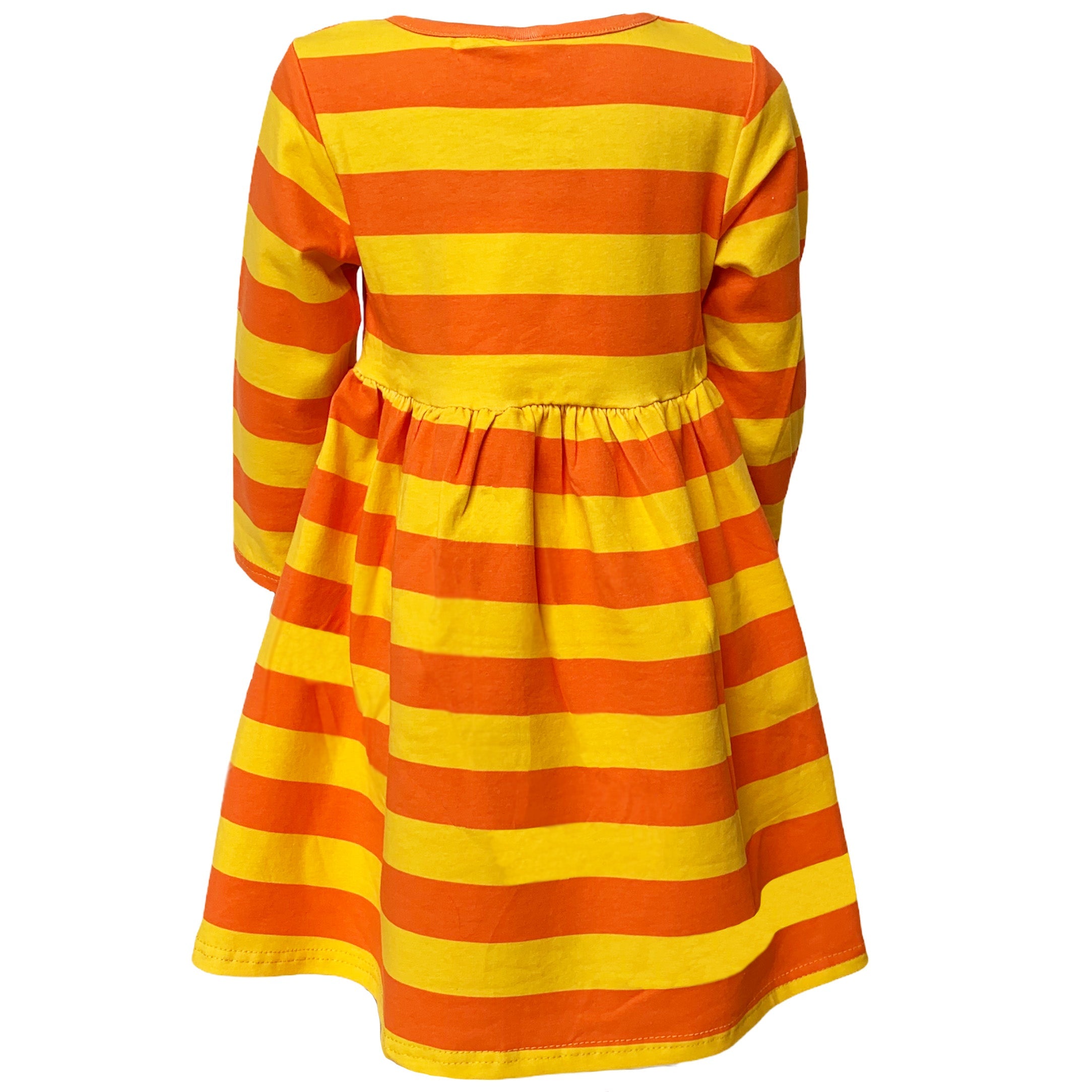 AnnLoren Girls Boutique Black Cat Orange Striped Halloween Dress-5