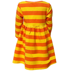 AnnLoren Girls Boutique Black Cat Orange Striped Halloween Dress-5