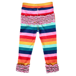 AnnLoren Little & Big Girls Boutique Rainbow Ruffle Butt Leggings-7