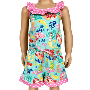 AnnLoren Girls Boutique Nautical Mermaid Jumpsuit  Spring Summer Romper-1