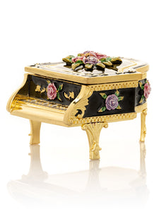 Black Piano with Flowers-4
