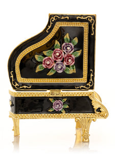 Black Piano with Flowers-3