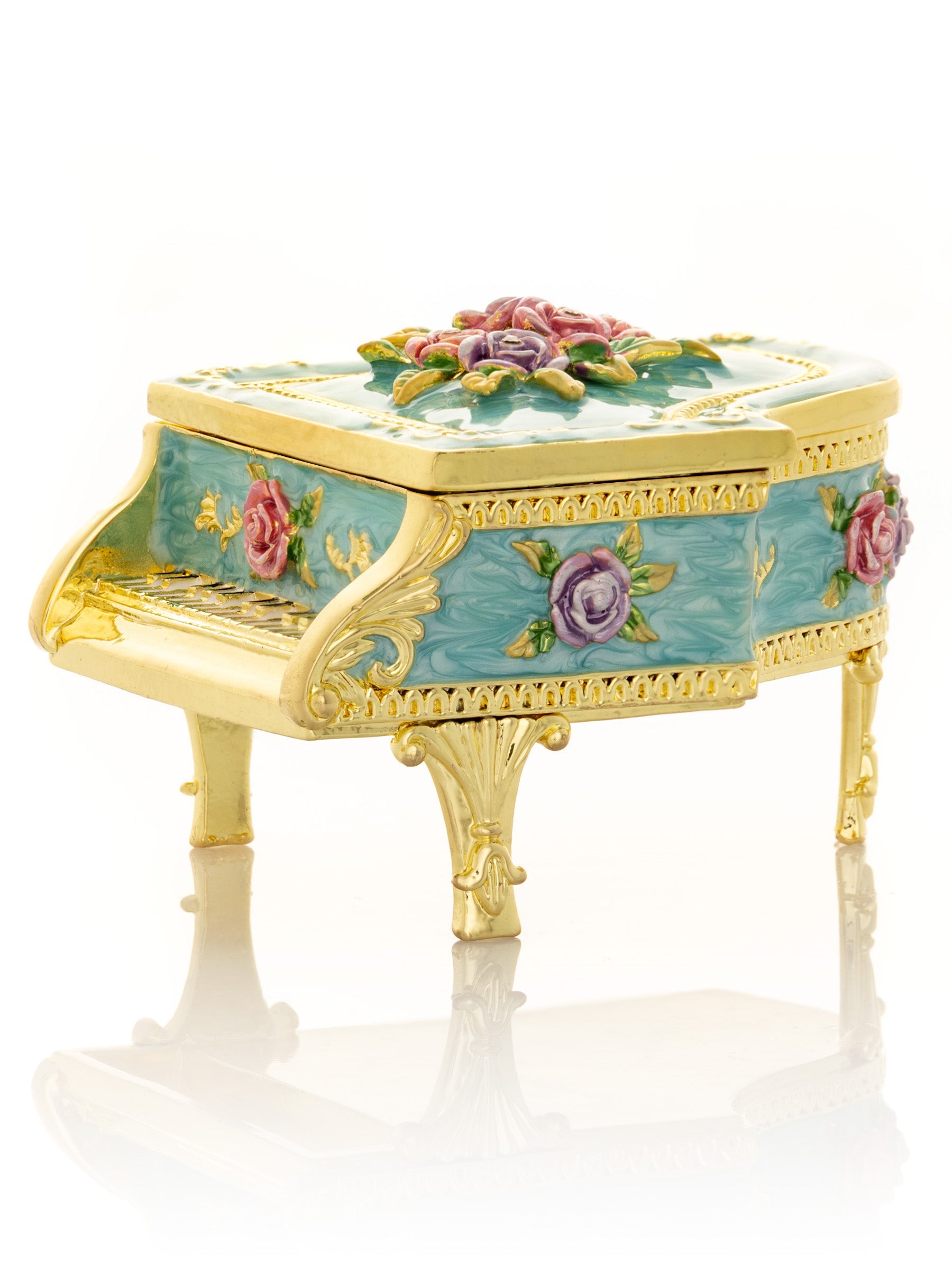 Turquoise Piano with Flowers-3
