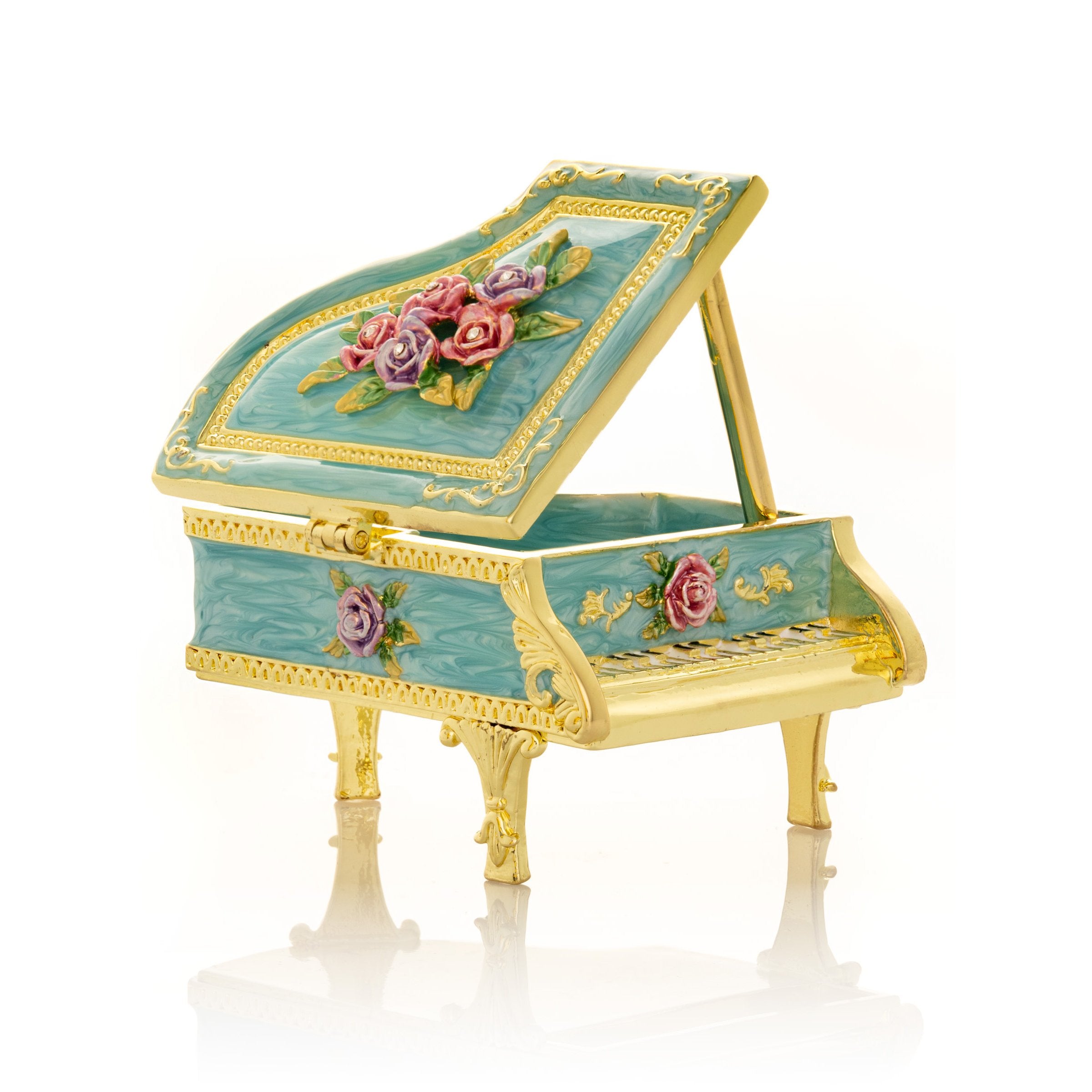 Turquoise Piano with Flowers-0