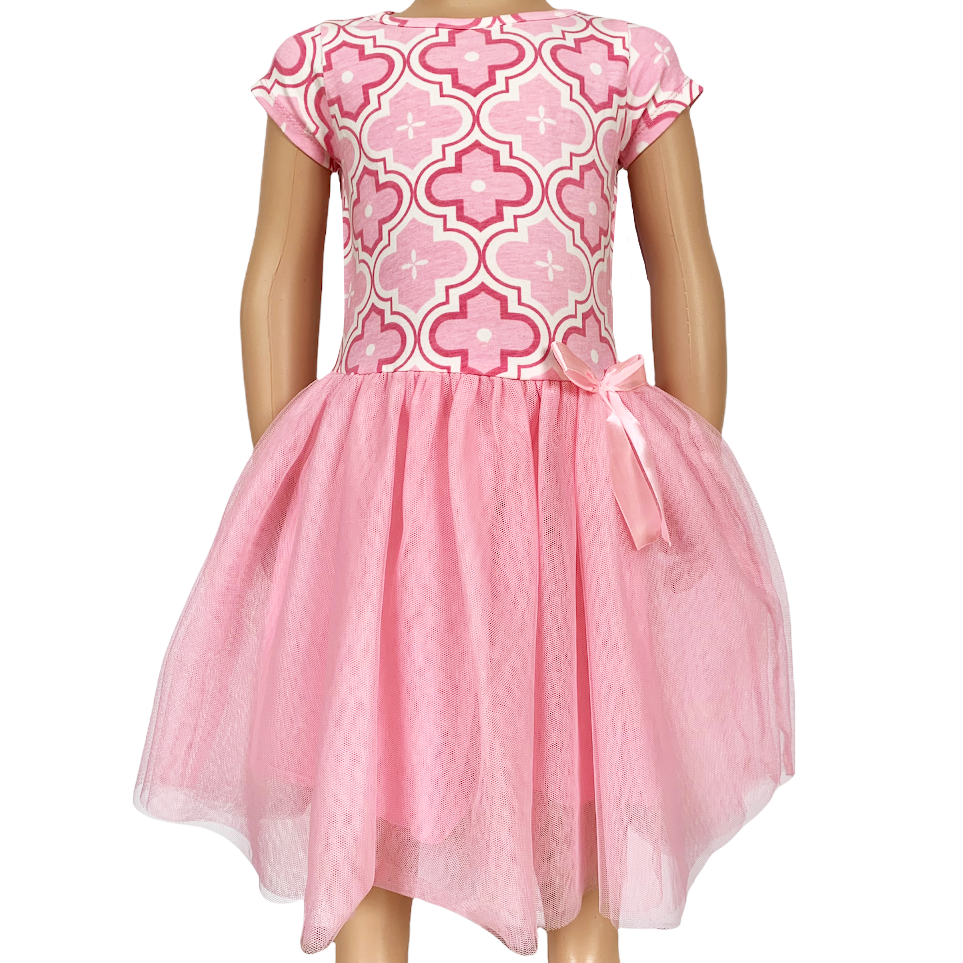 AnnLoren Girls Dress Pink Tulle & Pink Arabesque Easter Party Dress-0