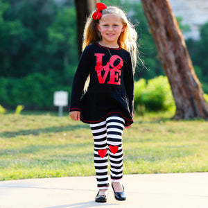 AnnLoren Girls LOVE Heart Tunic & Leggings Valentine's Day Outfit-2