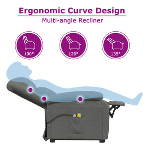 vidaXL Massage Chair Massaging Recliner Push Cozy Chair for Elderly Fabric-16