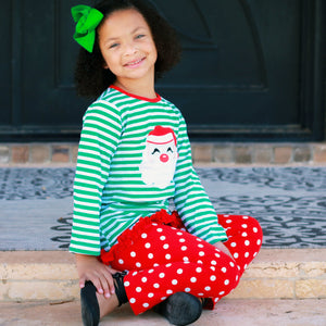 AL Limited Girls Christmas Holiday Santa Tunic Polka dot Pants Party Outfit-4