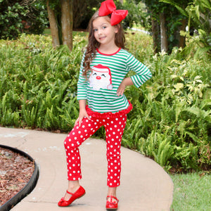 AL Limited Girls Christmas Holiday Santa Tunic Polka dot Pants Party Outfit-2