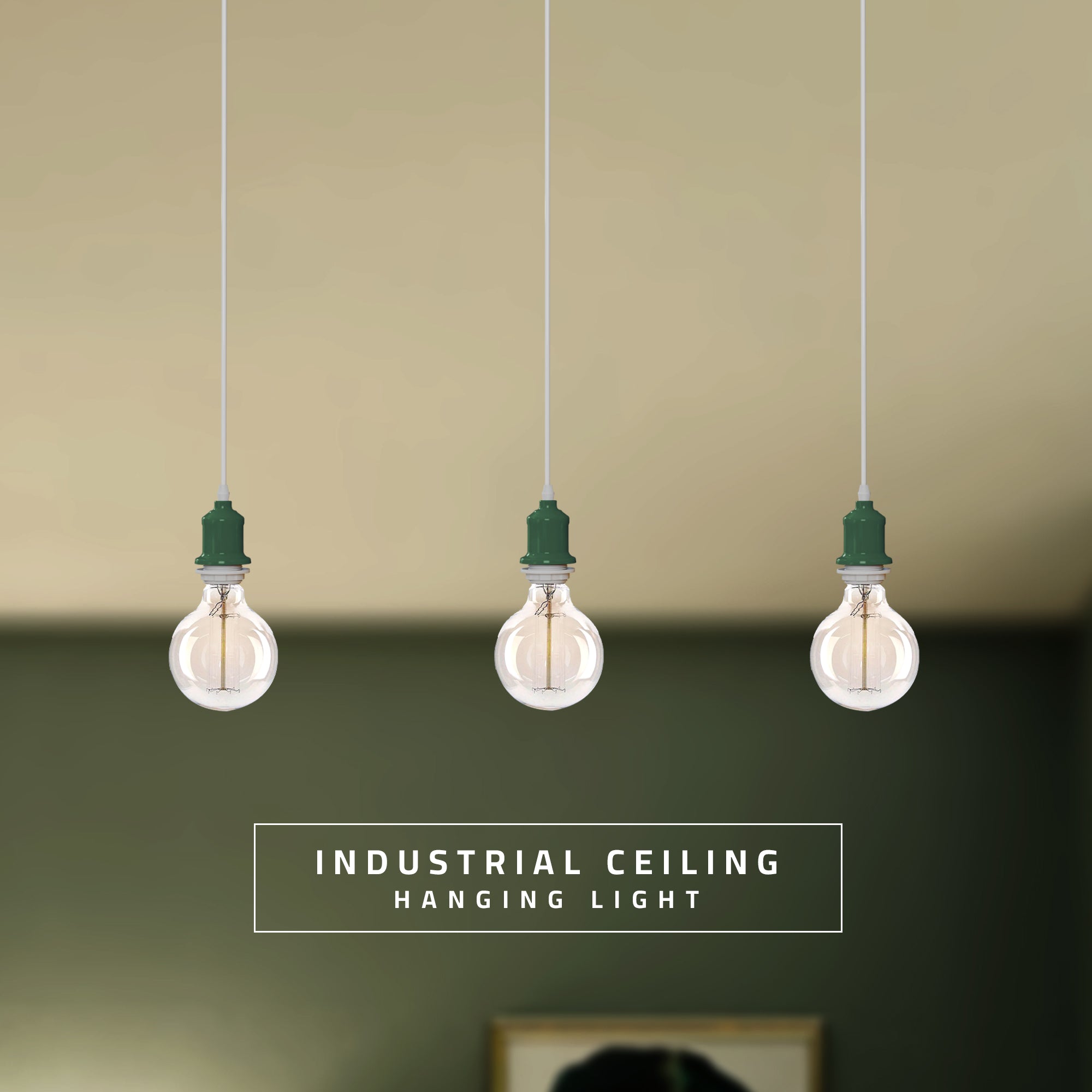 Industrial Vintage 3-Way Rectangle Ceiling Hanging Pendant Lights ~1922-0