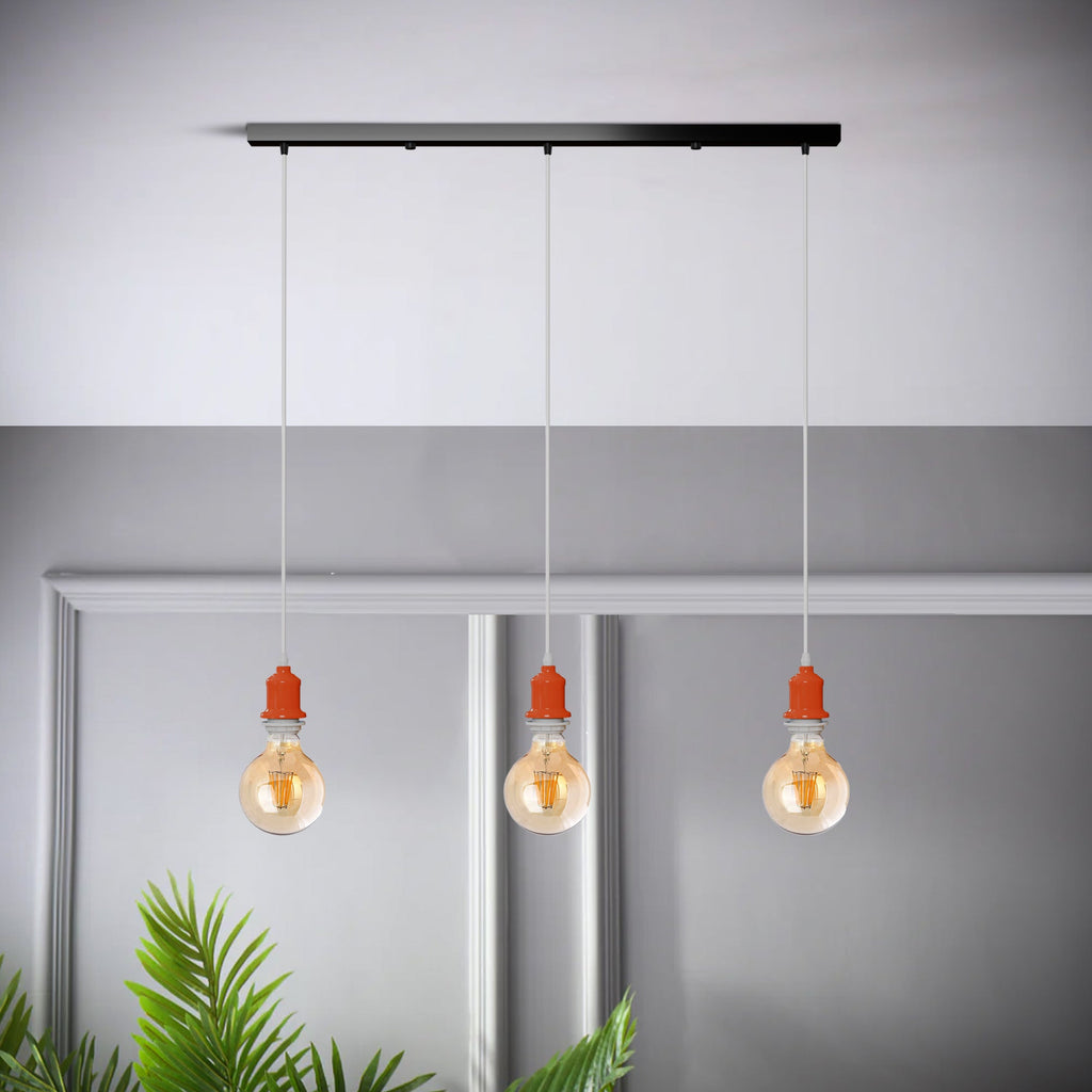 Industrial Vintage 3-Way Rectangle Ceiling Hanging Pendant Lights ~1920-0