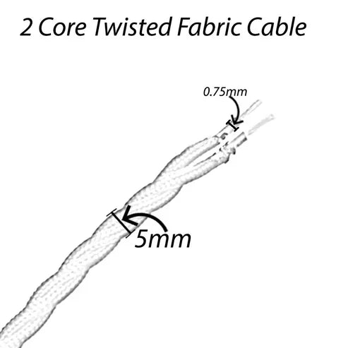 2 Core Twisted Italian Braided Cable, Electrical Fabric Flexible~2075-3