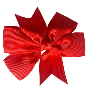 Set of 3- Red, Orange, White 4" Ribbon Bow Clips-1