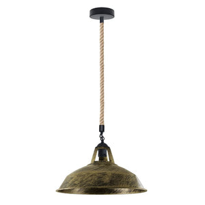 Vintage Ceiling Pendant Light Industrial Metal Hemp Rope LED Hanging Retro Lamp ~1883-4