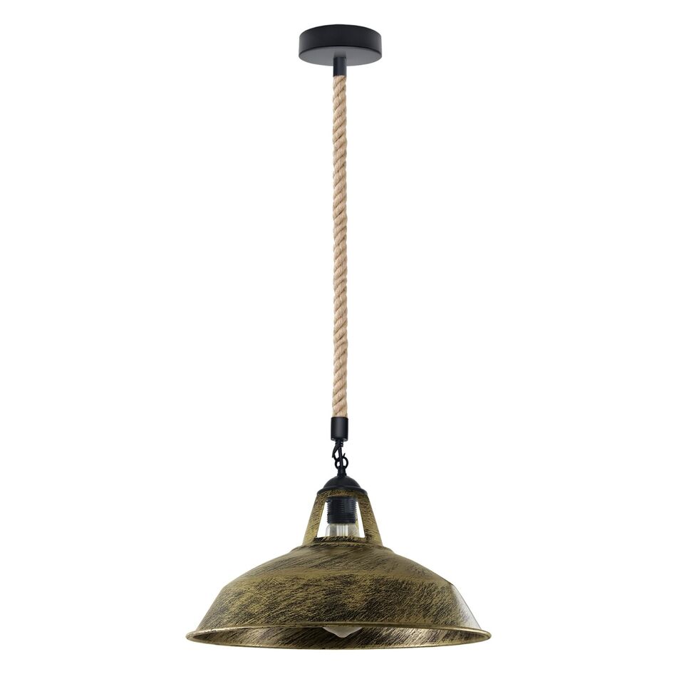 Vintage Ceiling Pendant Light Industrial Metal Hemp Rope LED Hanging Retro Lamp ~1883-5