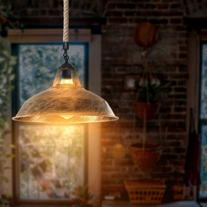 Vintage Ceiling Pendant Light Industrial Metal Hemp Rope LED Hanging Retro Lamp ~1884-1