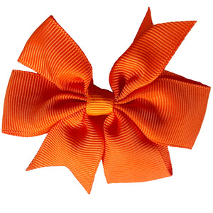 Set of 3- Red, Orange, White 4" Ribbon Bow Clips-2