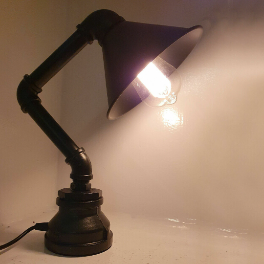 Industrial Table Lamp plug-in with switch Water Pipe Steampunk Desk Light Metal Shade lamp - 1602-2