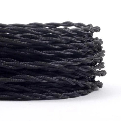 Flexible Cable 3 Core Twisted Fabric Black ~ 2072-5
