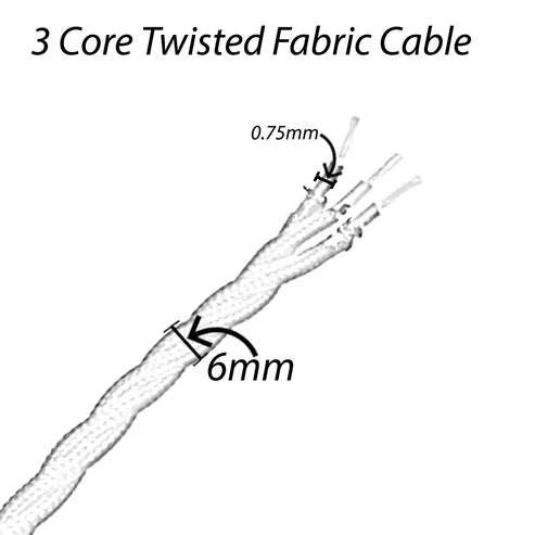 Flexible Cable 3 Core Twisted Fabric Black ~ 2072-2