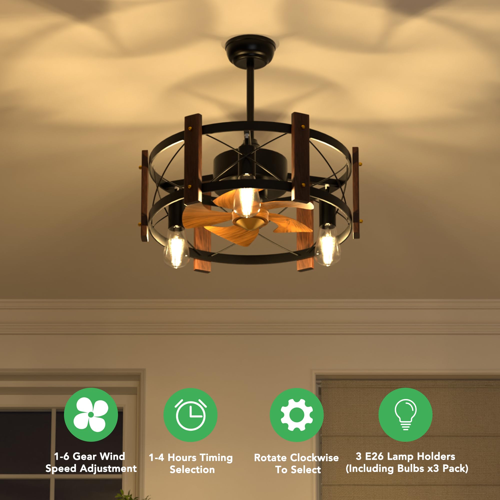 Rustic Farmhouse Ceiling Fan Chandelier-19