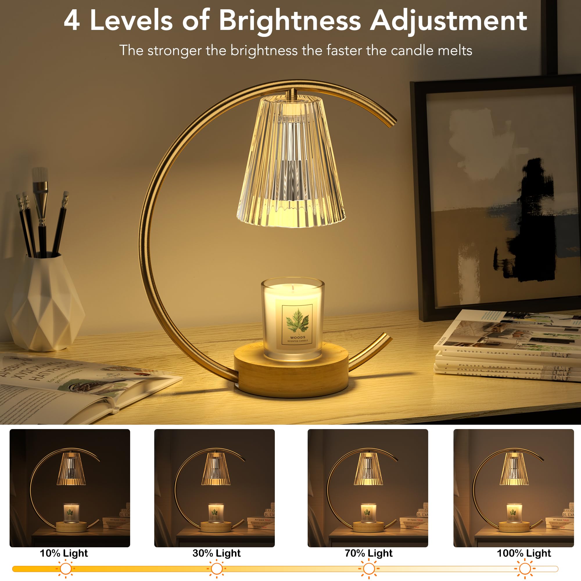 Dimmable Electric Candle Warmer with Timer and Bulbs-7