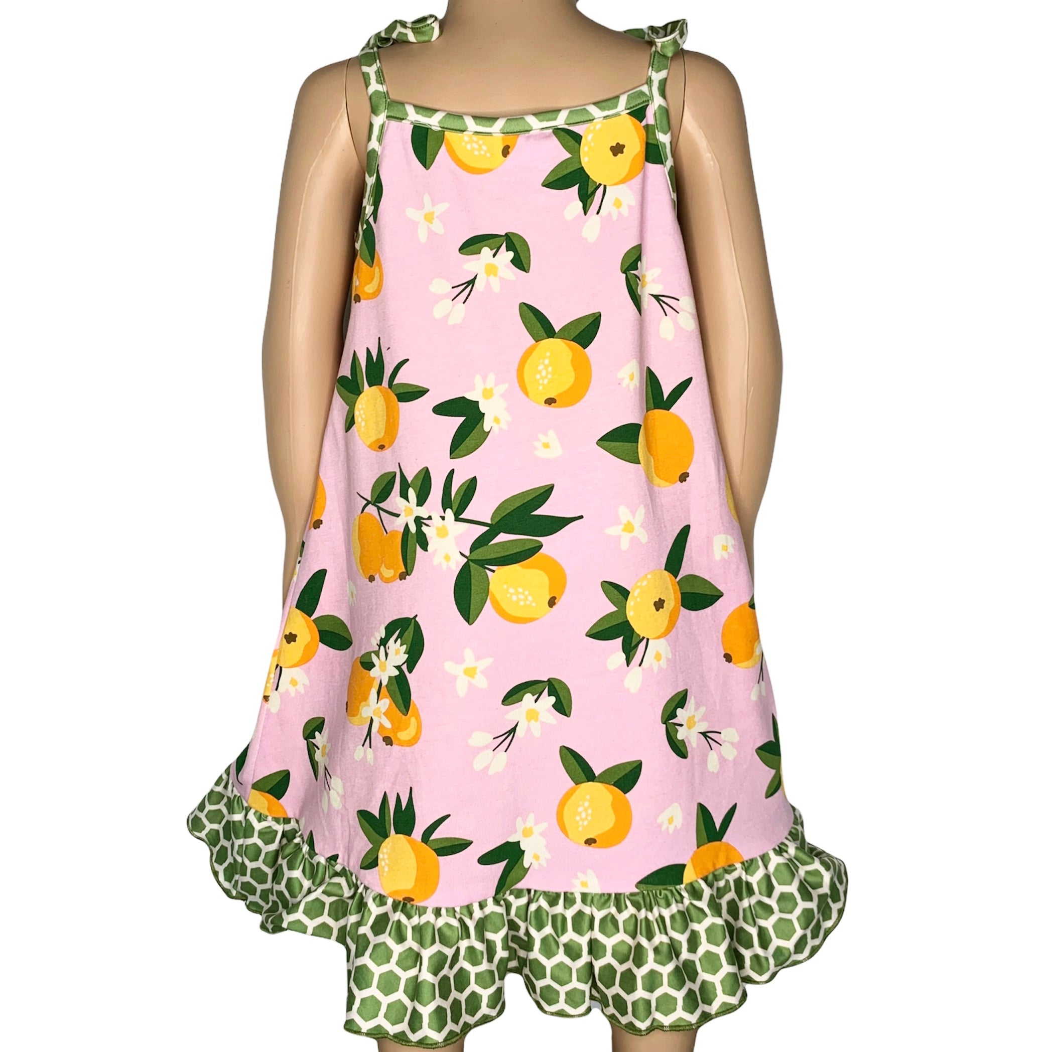 AnnLoren Big Little Girls Pretty as a Peach Pink Spaghetti Strap Dress-1