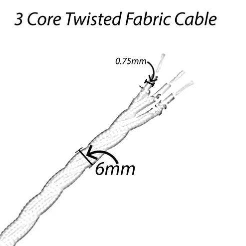 Fabric Electrical Cable 3 Core Twisted Flexible ~2094-5