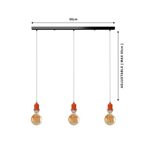 Industrial Vintage 3-Way Rectangle Ceiling Hanging Pendant Lights ~1917-1