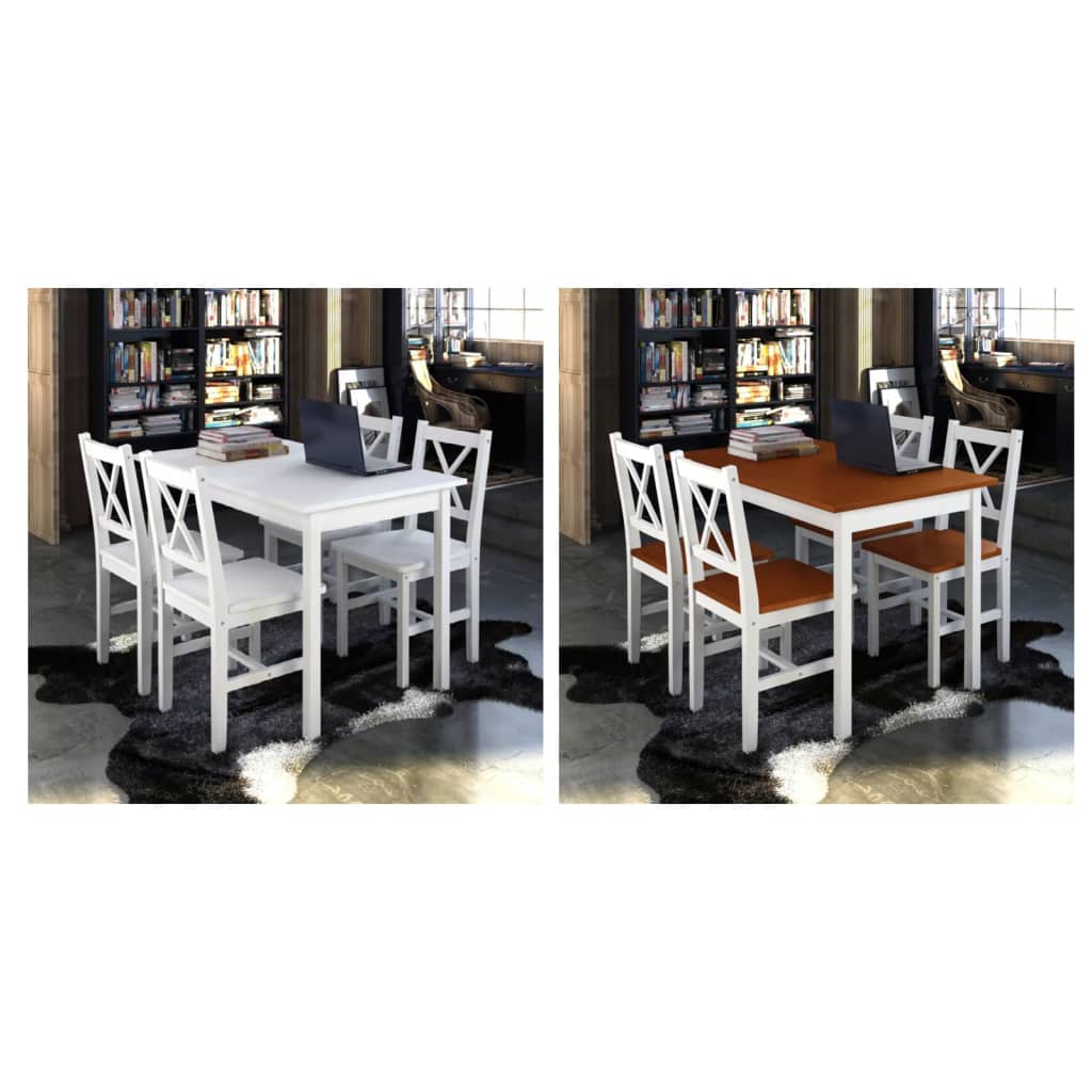 vidaXL Dining Table and Chair Kitchen Dining Set Dinner Table Chair 5 Piece-1