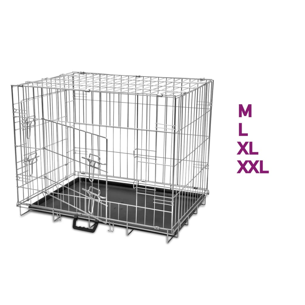 vidaXL Dog Crate 2/3 Doors w/Tray Fold Metal Pet Cage Kennel House 30"/37"/43"/48"-3