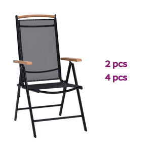 vidaXL Patio Folding Chairs Camping Garden Chair with Armrest Textilene Black-3