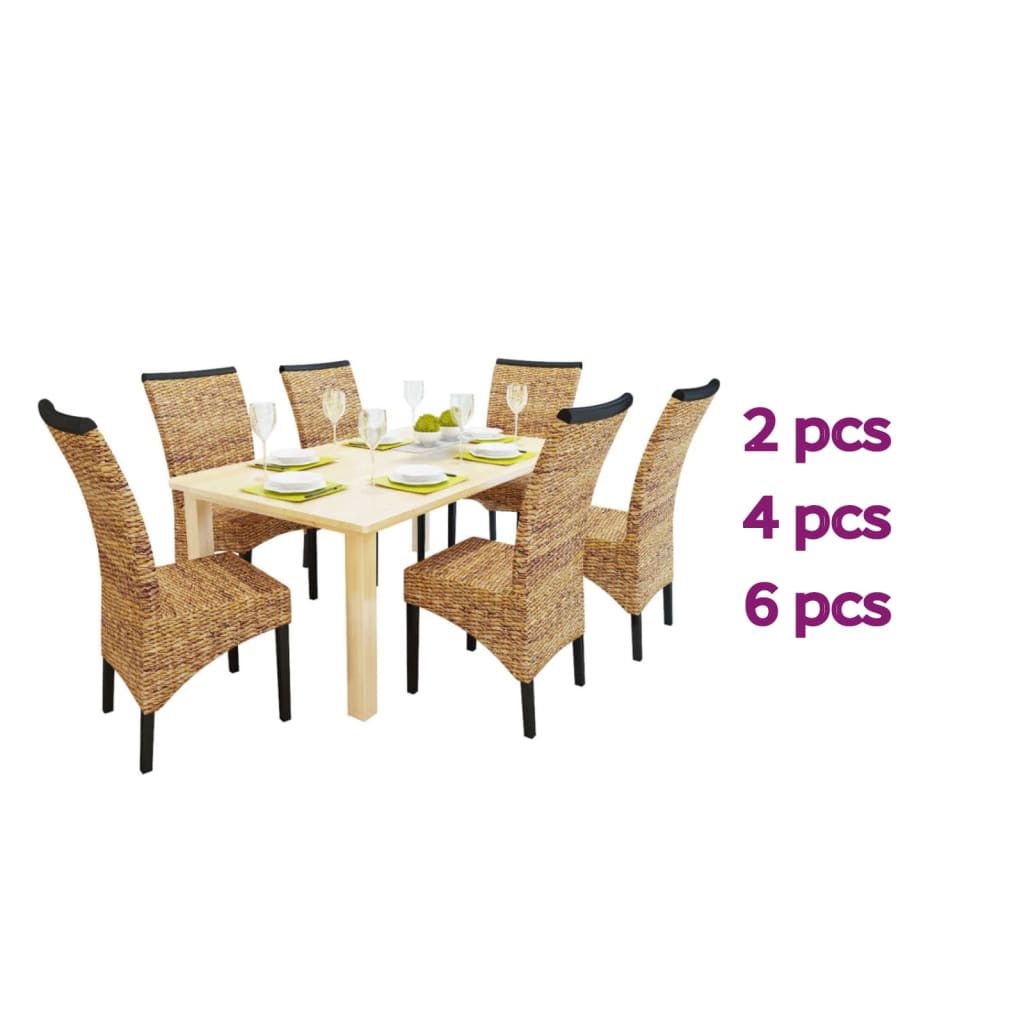 vidaXL 2/4/6x Solid Mango Wood Dining Chairs Abaca Kitchen Dining Room Lounge-16