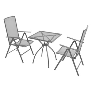 vidaXL 3 Piece Bistro Set with Folding Chairs Steel Anthracite-4